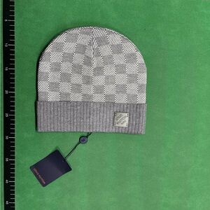 Louis Vuitton Gray and White Checkered Beanie
